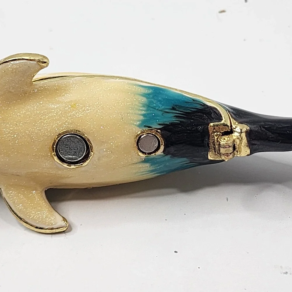Art Form Objet d' Work of Art Dolphins PEDESTAL Jeweled Enamel Metal Trinket Box